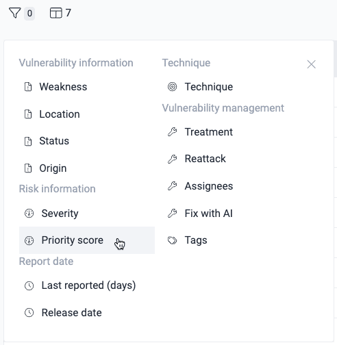 Filter the vulnerabilities table on the Fluid Attacks platform