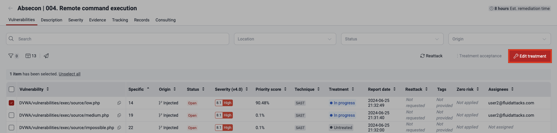 Edit locations on the Fluid Attacks platform