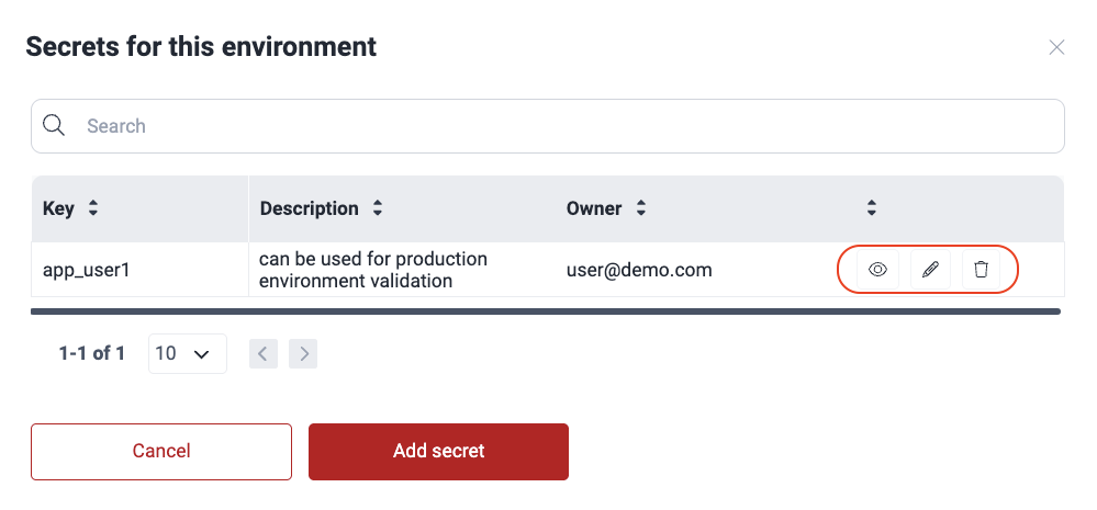 View, edit, or remove secrets on the Fluid Attacks platform