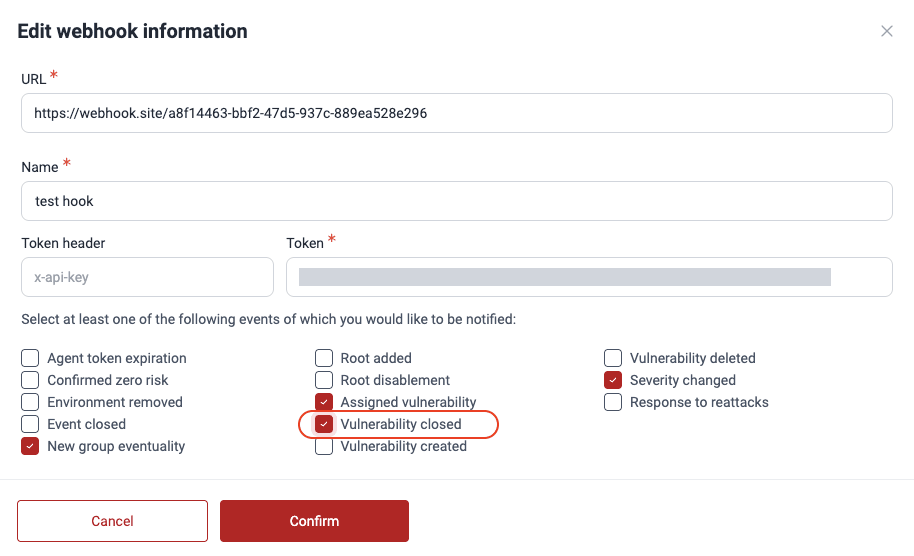 Change a webhook configuration on the Fluid Attacks platform