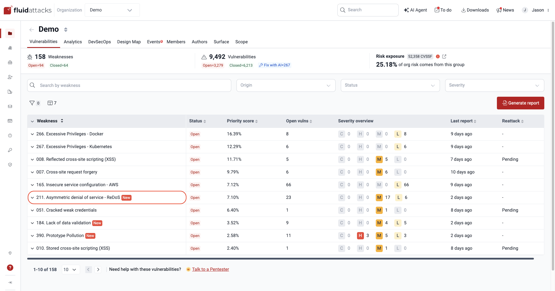 Choose the vulnerability type on the Fluid Attacks platform
