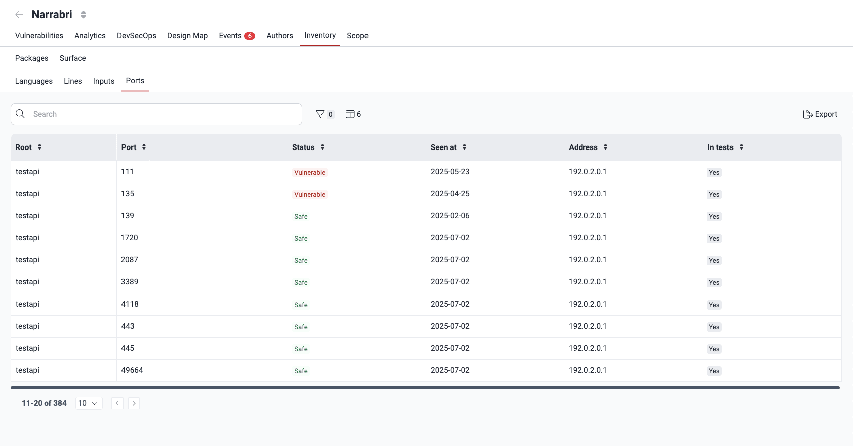 View ports security status on the Fluid Attacks platform