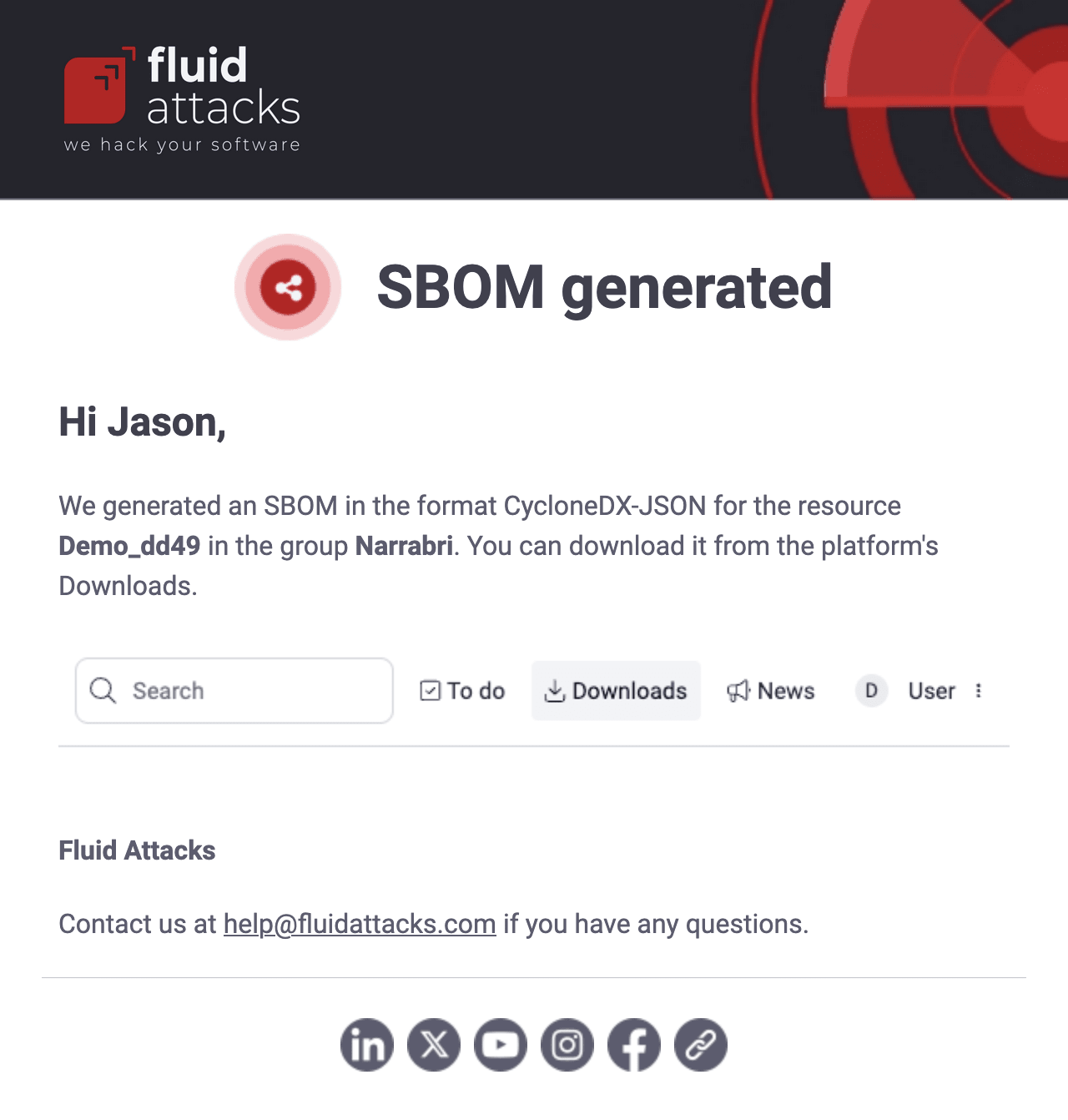 Download SBOM by Fluid Attacks