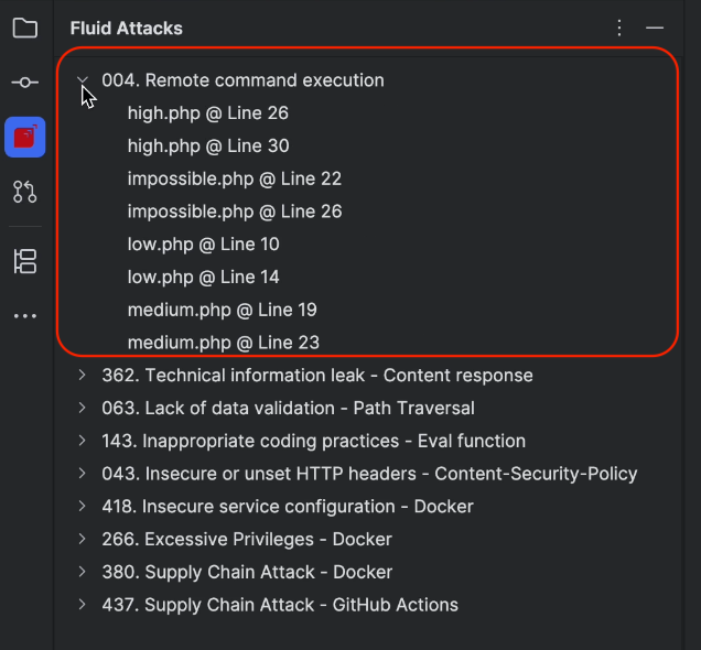 View vulnerable files reported by Fluid Attacks from IntelliJ