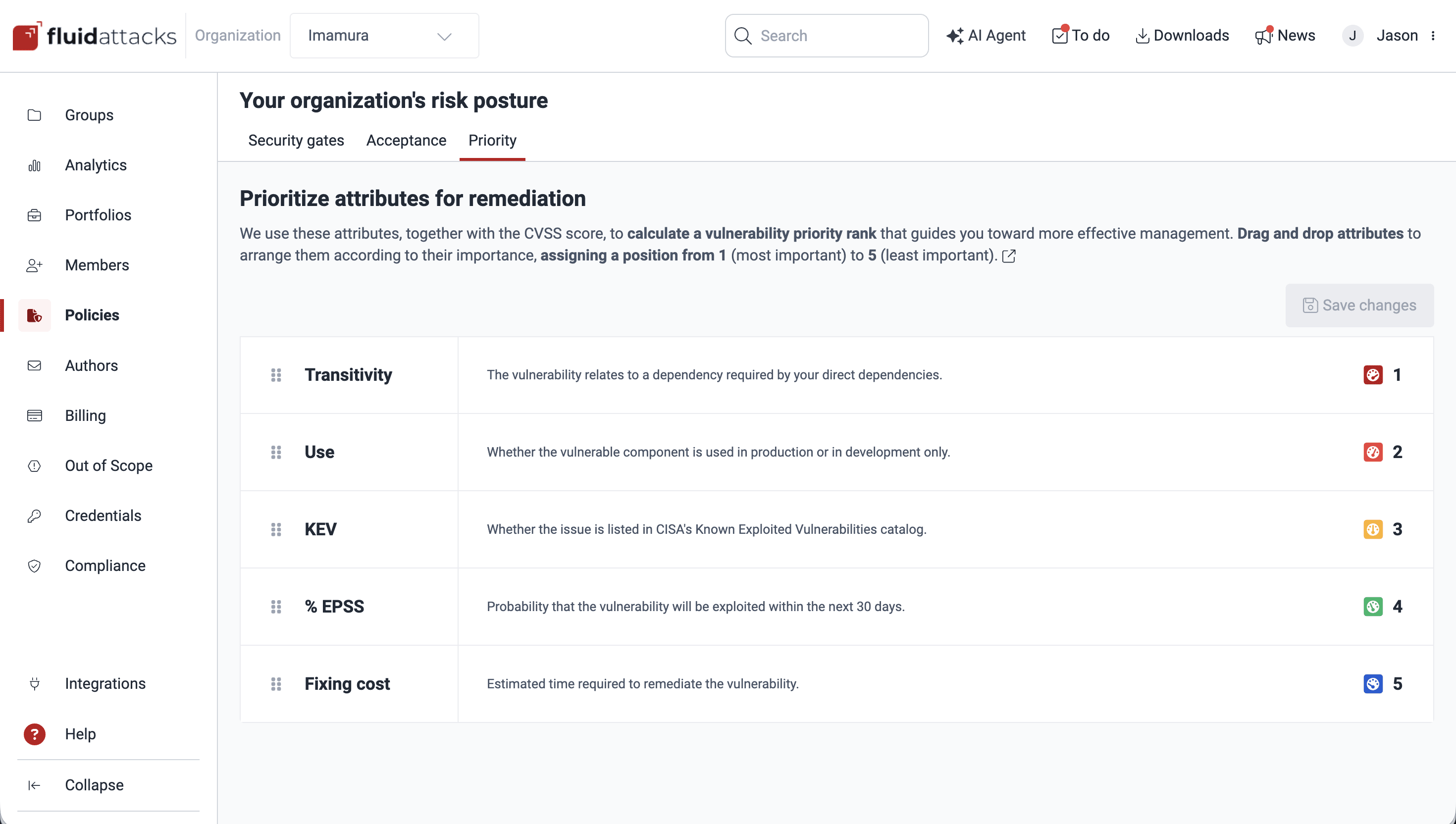 View prioritization policies on the Fluid Attacks platform
