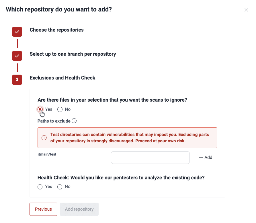 Exclude files from repos on the Fluid Attacks platform