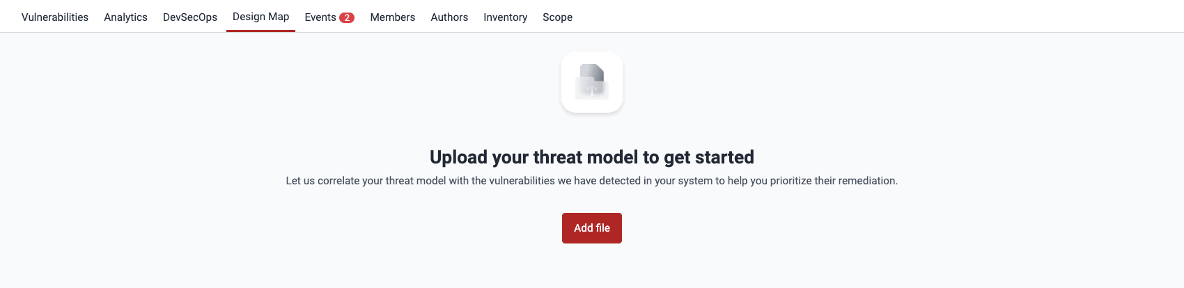 Find option to upload a threat model on the Fluid Attacks platform