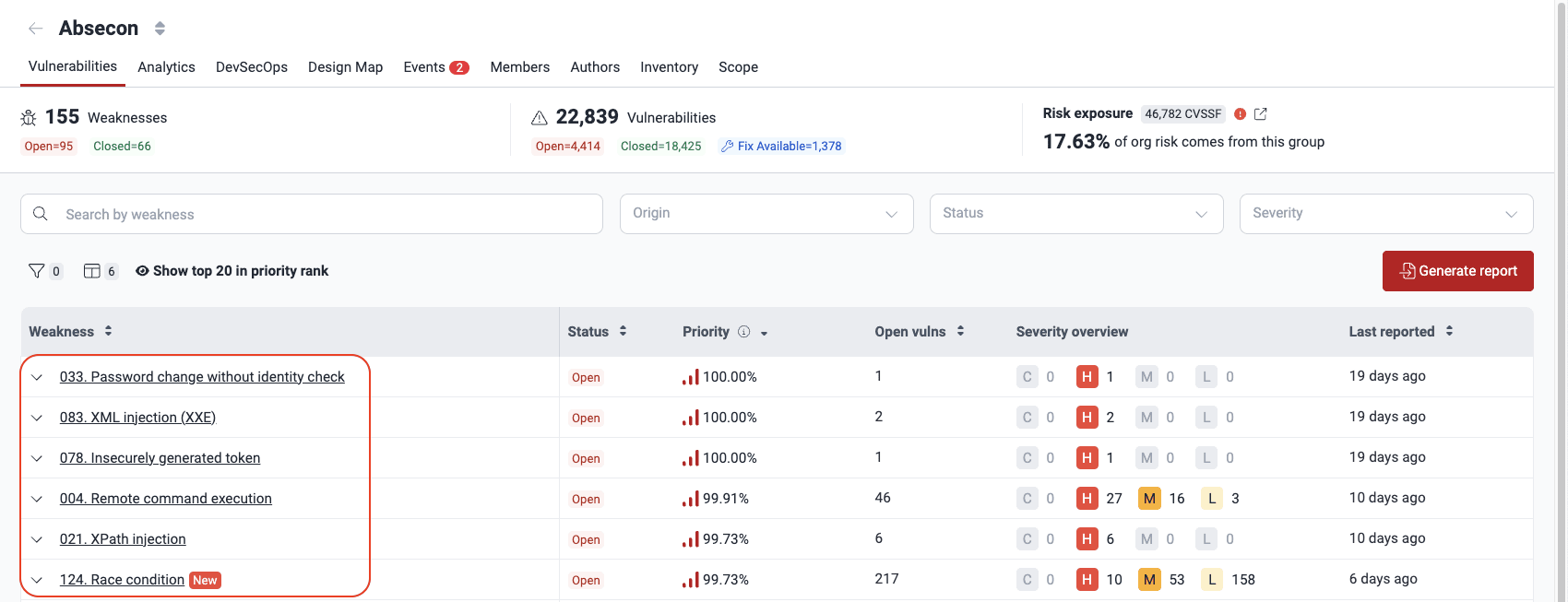 Select type of vulnerability to reattack on the Fluid Attacks platform