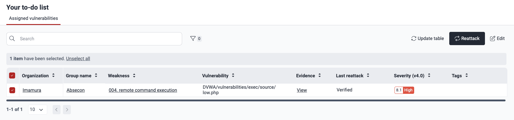 Reattack from To do on the Fluid Attacks platform