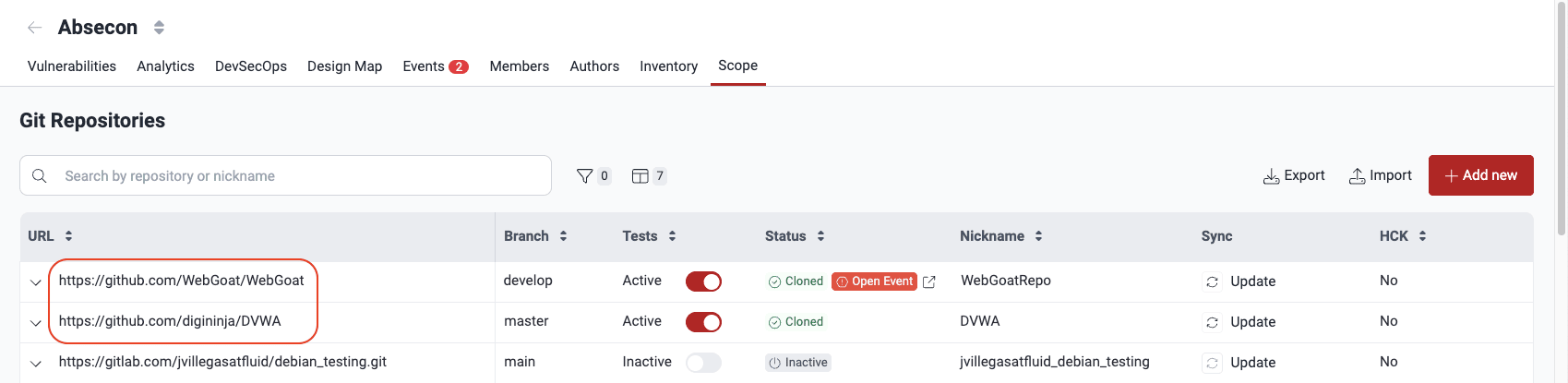 Click on Git repository URL on the Fluid Attacks platform