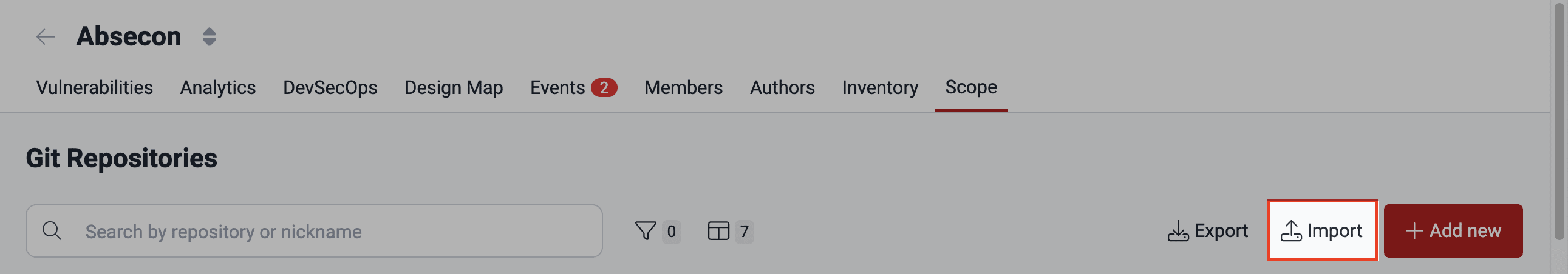 Import repositories with a CSV file on the Fluid Attacks platform