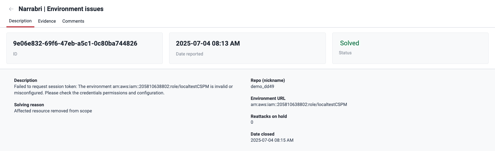 View event description on the Fluid Attacks platform