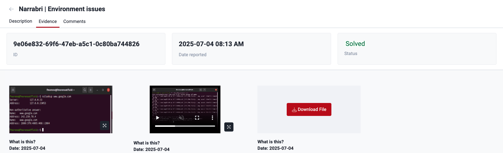 Download event evidence on the Fluid Attacks platform