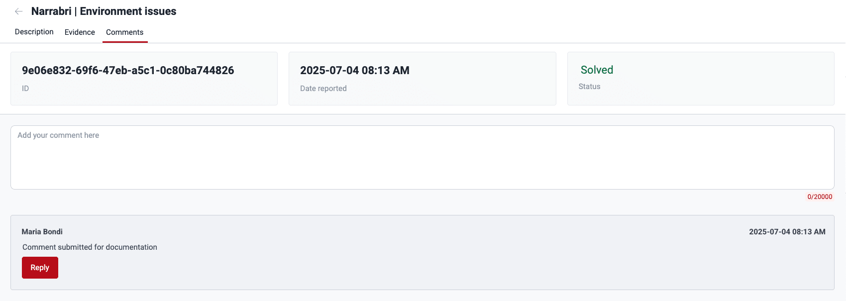 Comment on an event on the Fluid Attacks platform