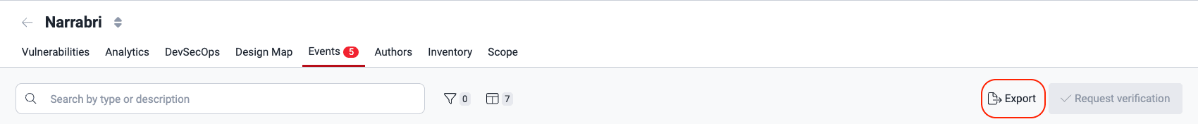 Export events to CSV on the Fluid Attacks platform