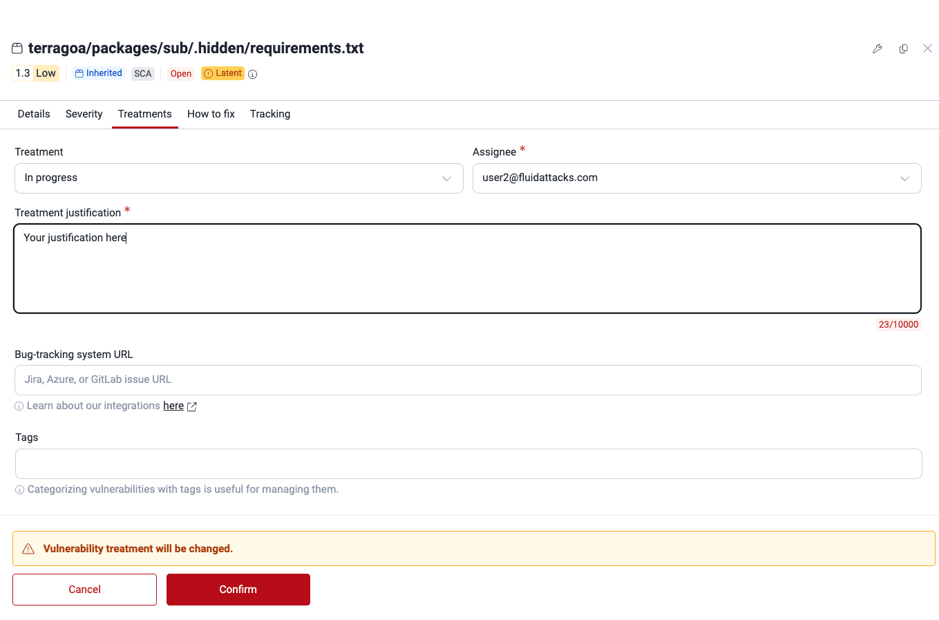 Assign vulnerability to a member on the Fluid Attacks platform