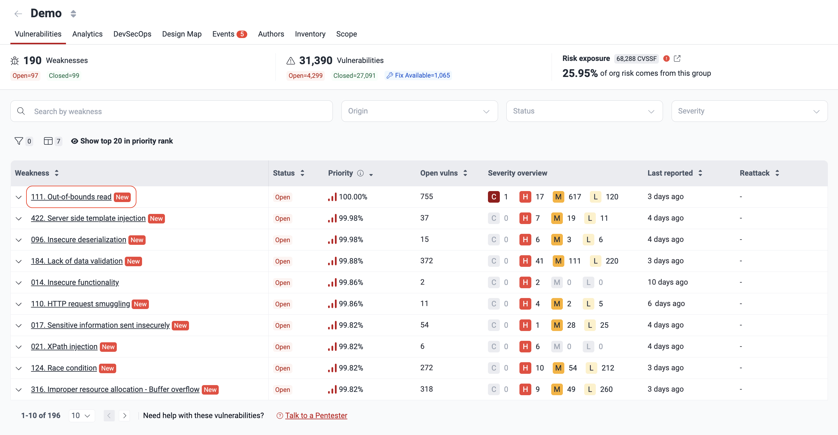 Select type of vulnerability to reattack on the Fluid Attacks platform