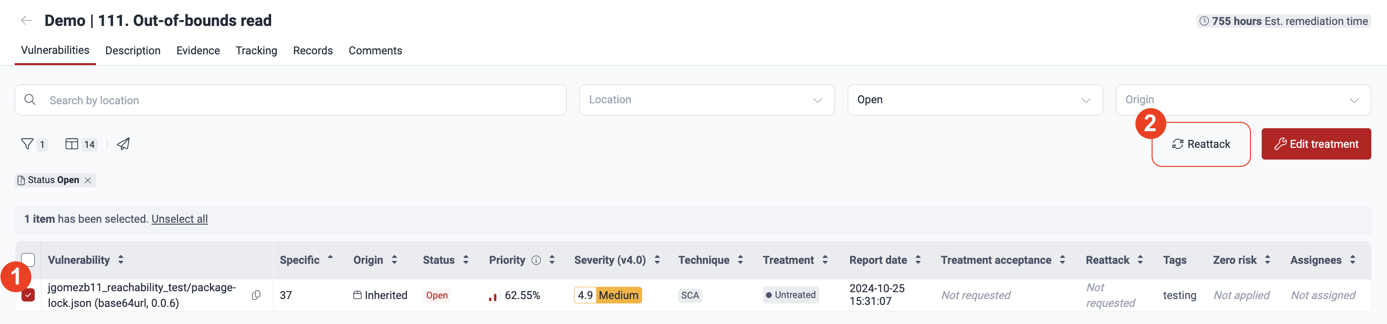 Request a reattack on the Fluid Attacks platform