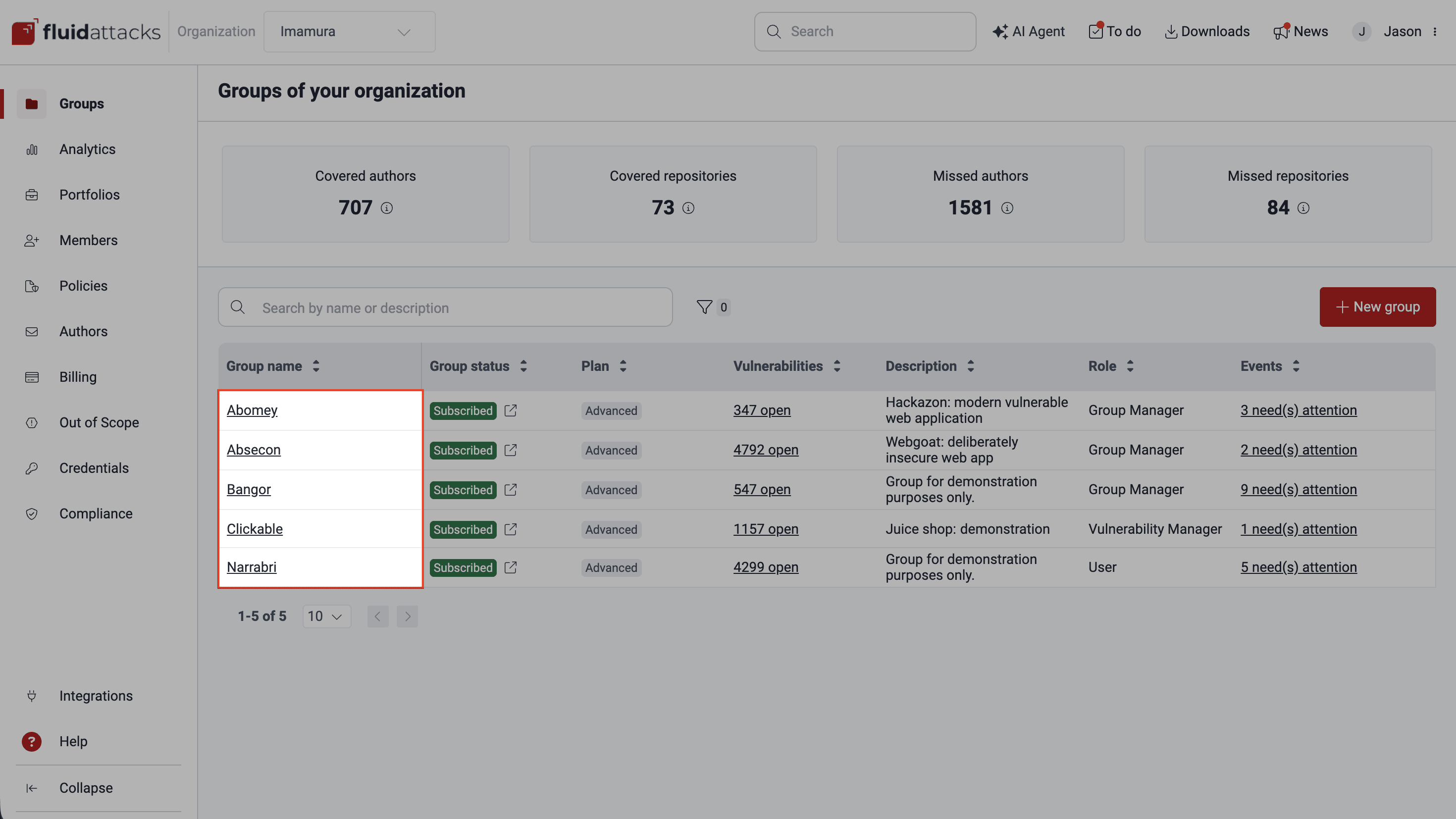 Access a group on the Fluid Attacks platform