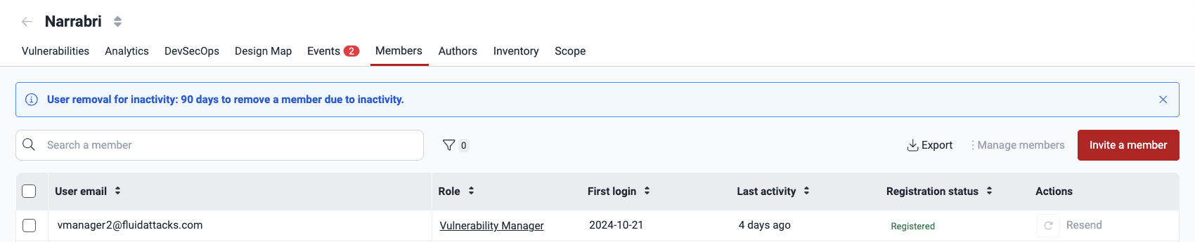 Manage group members on the Fluid Attacks platform