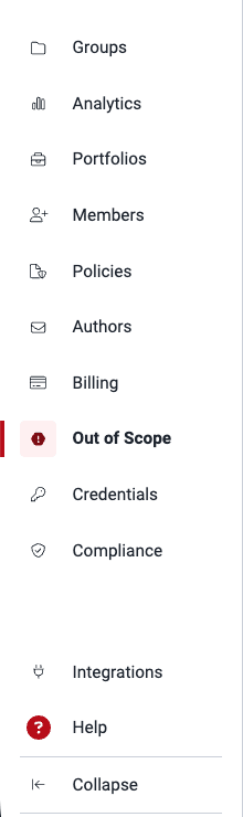 Find the Out of Scope section on Fluid Attacks platform
