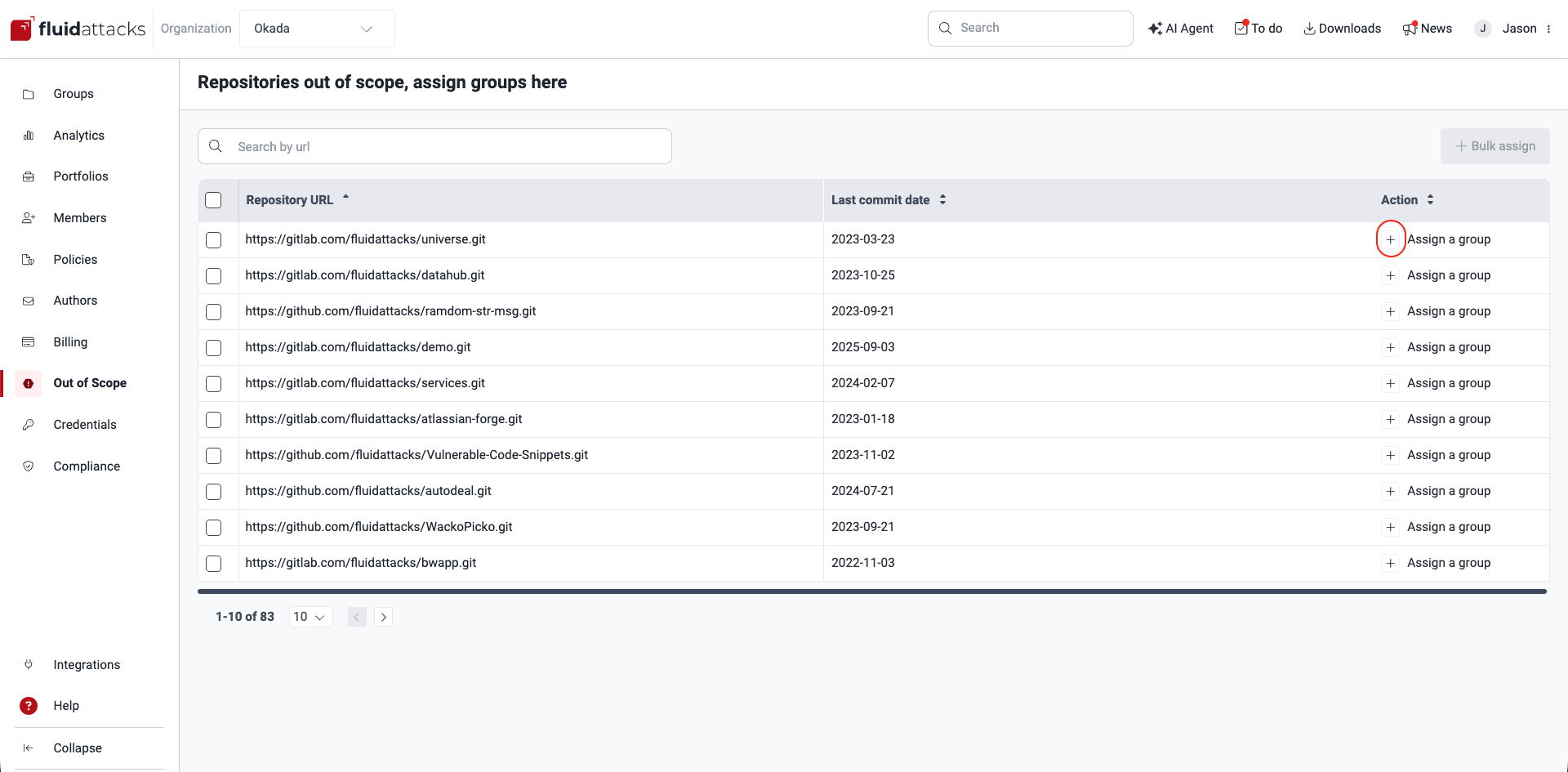 Import a single repository on the Fluid Attacks platform