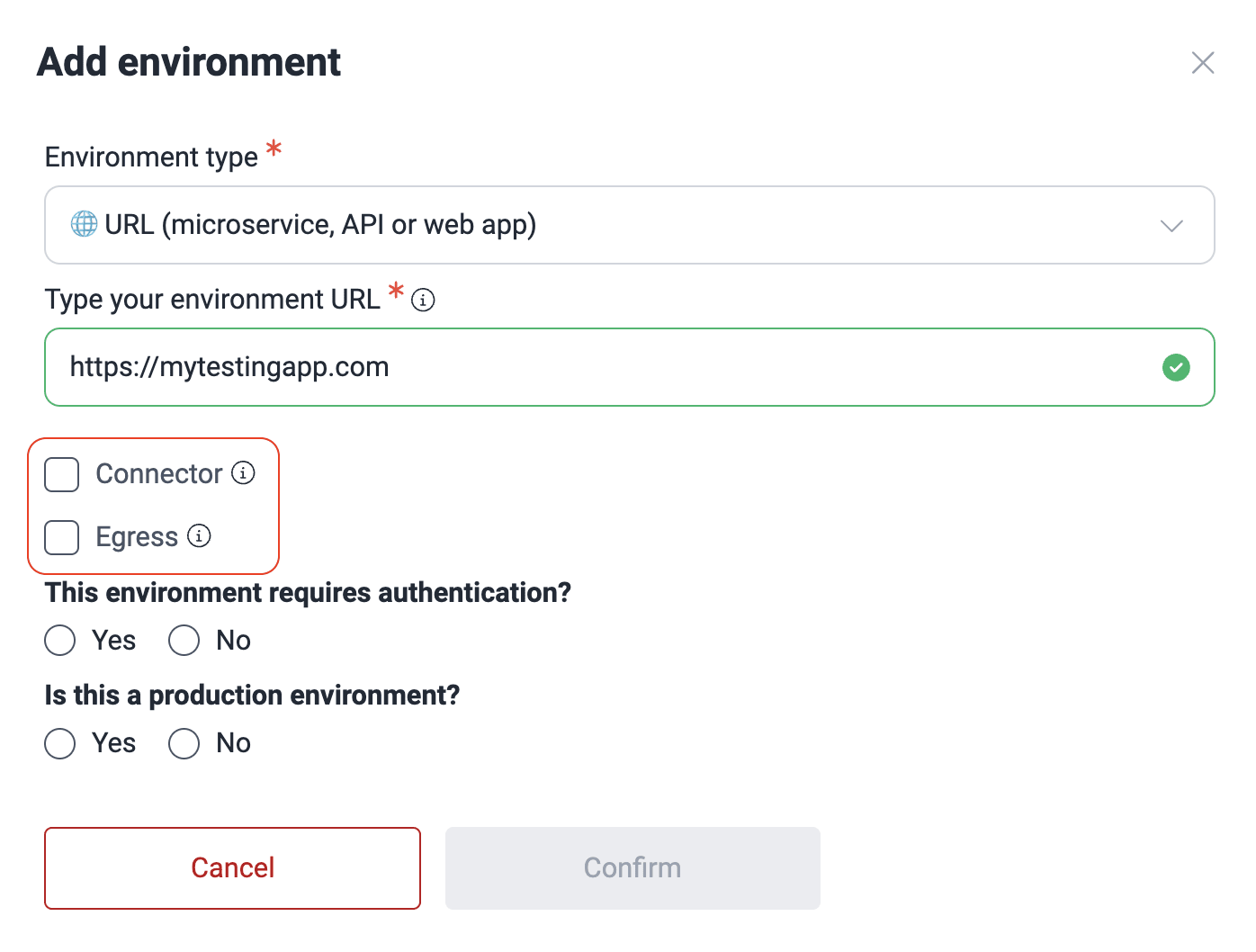 Specify connection to environment on the Fluid Attacks platform