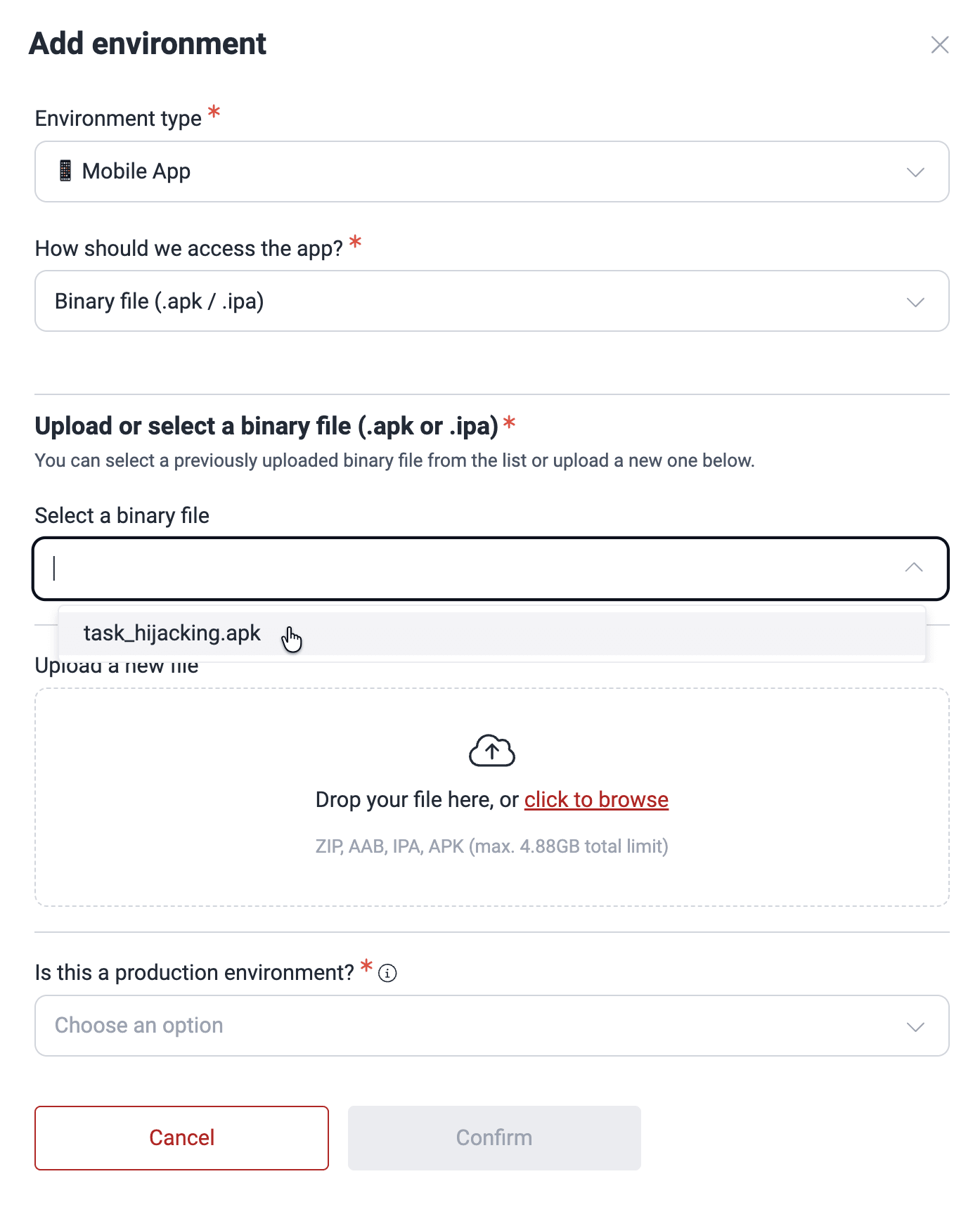 Add mobile app environment on the Fluid Attacks platform