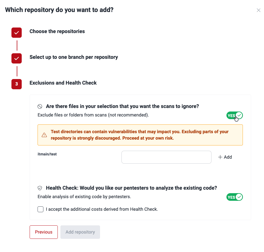 Exclude files from repos on the Fluid Attacks platform