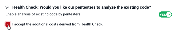 Request Health Check on the Fluid Attacks platform