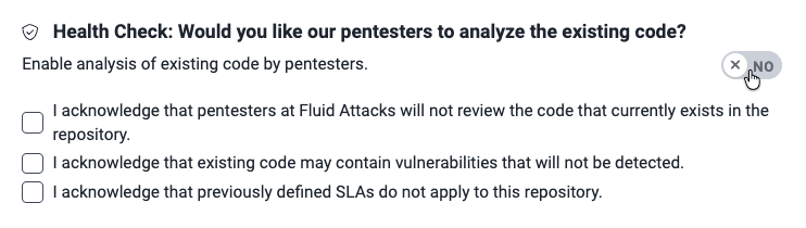 Decline Health Check on the Fluid Attacks platform