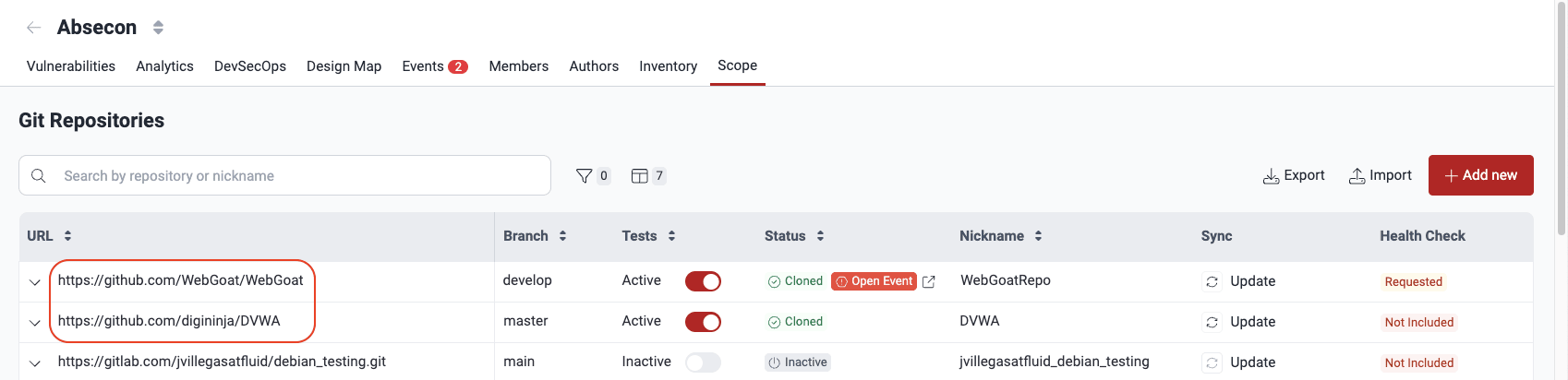 Click on Git repository URL on the Fluid Attacks platform