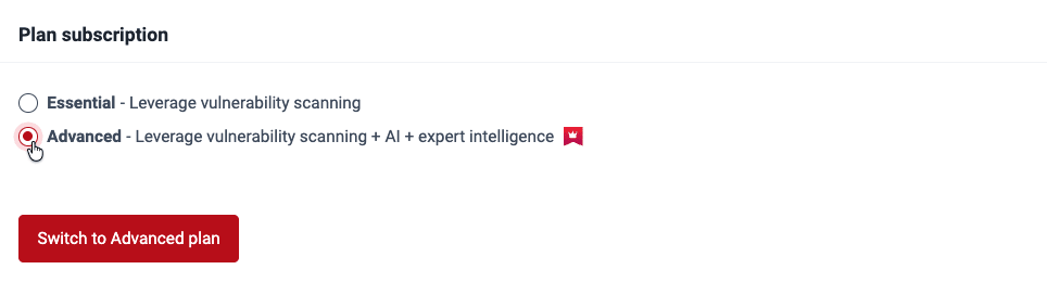Change group plan on the Fluid Attacks platform