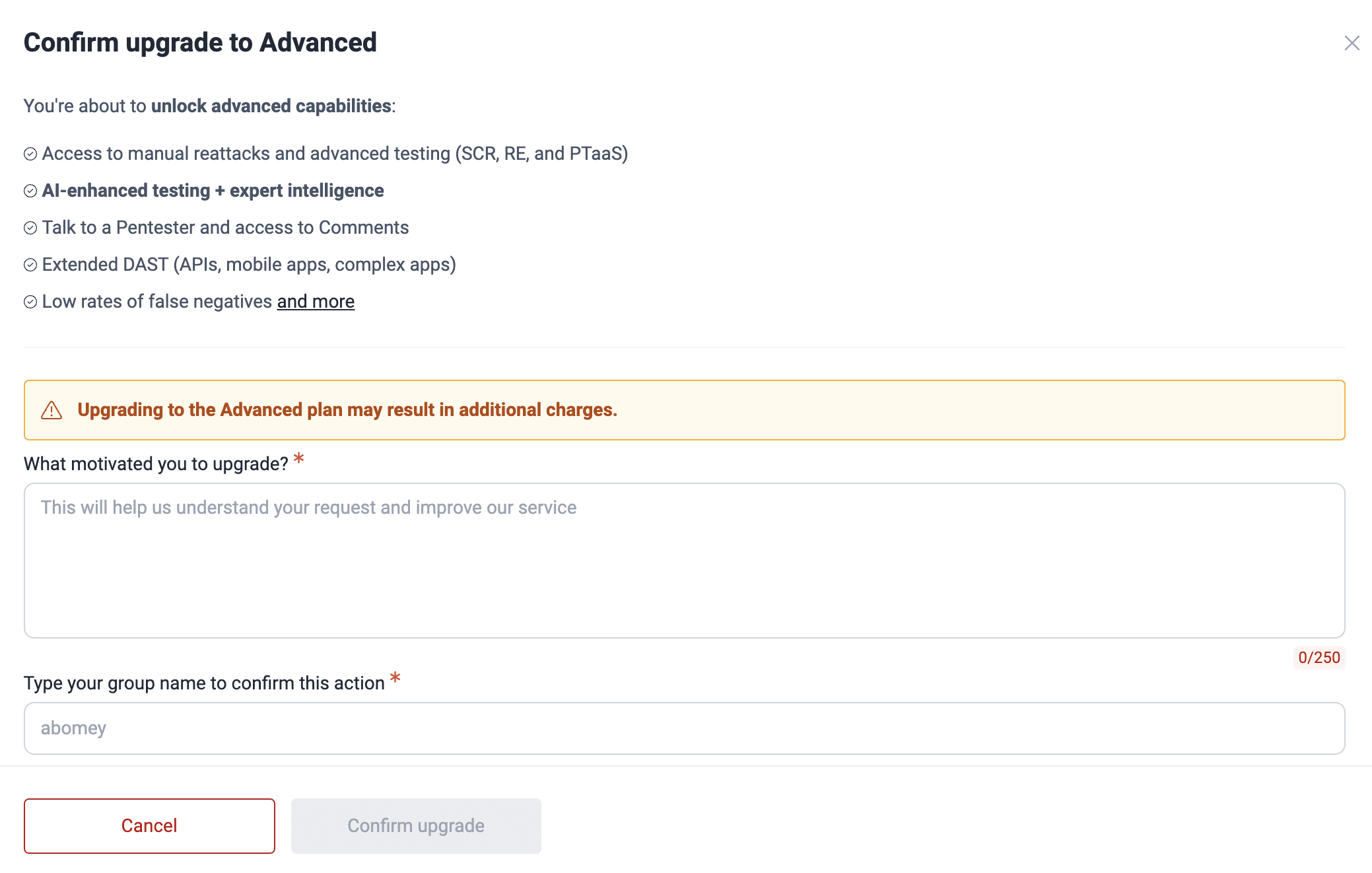 Confirm group subscription on the Fluid Attacks platform