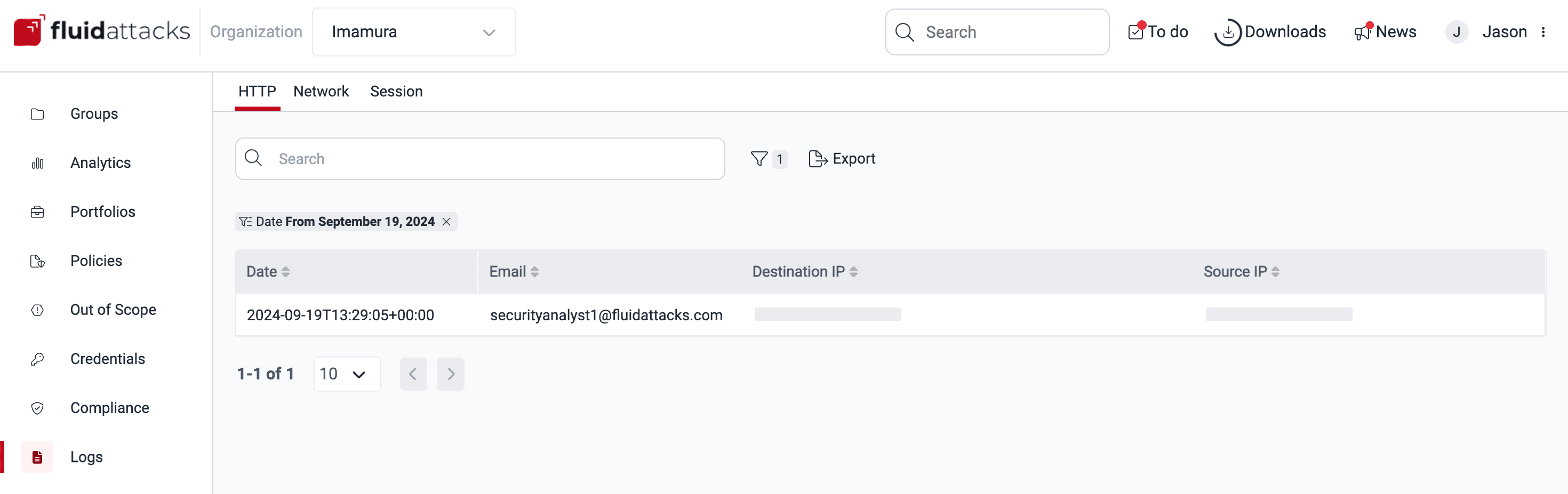 View HTTP logs on the Fluid Attacks platform
