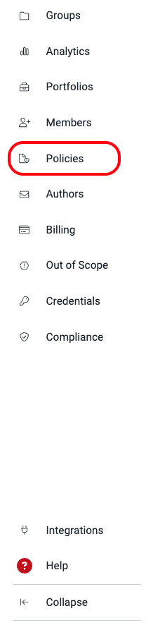 Access organization policies on the Fluid Attacks platform