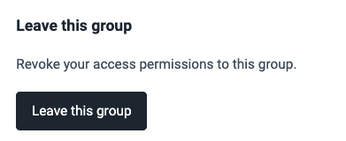 Find the Leave this group option on the Fluid Attacks platform