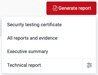 View report options on the Fluid Attacks platform