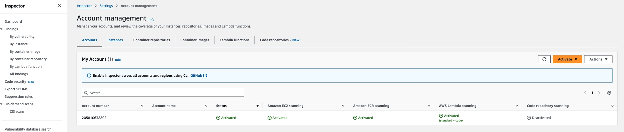 Fluid Attacks use of AWS Inspector