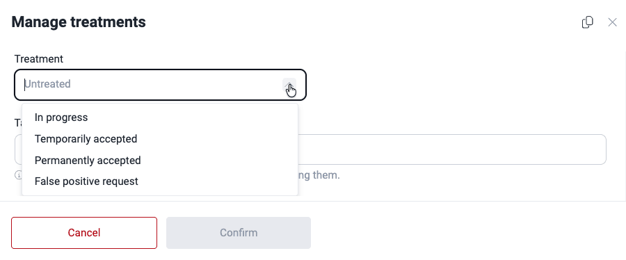 Assign vulnerability treatment on the Fluid Attacks platform
