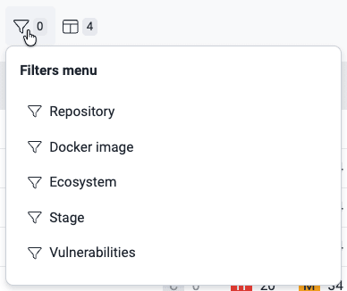 Filter the Supply chain section on Fluid Attacks platform