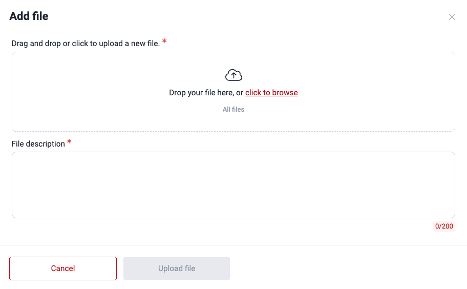 Choose a file to upload on the Fluid Attacks platform