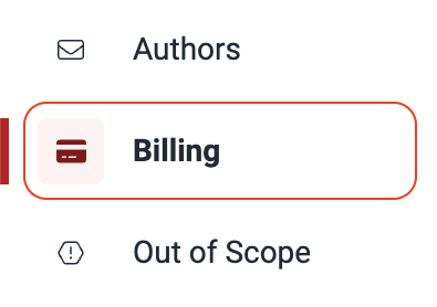 Find Billing section on the Fluid Attacks platform