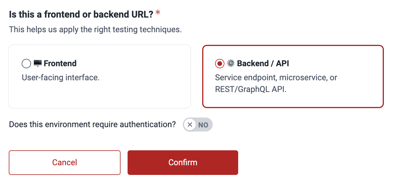 Add frontend or backend URL on the Fluid Attacks platform