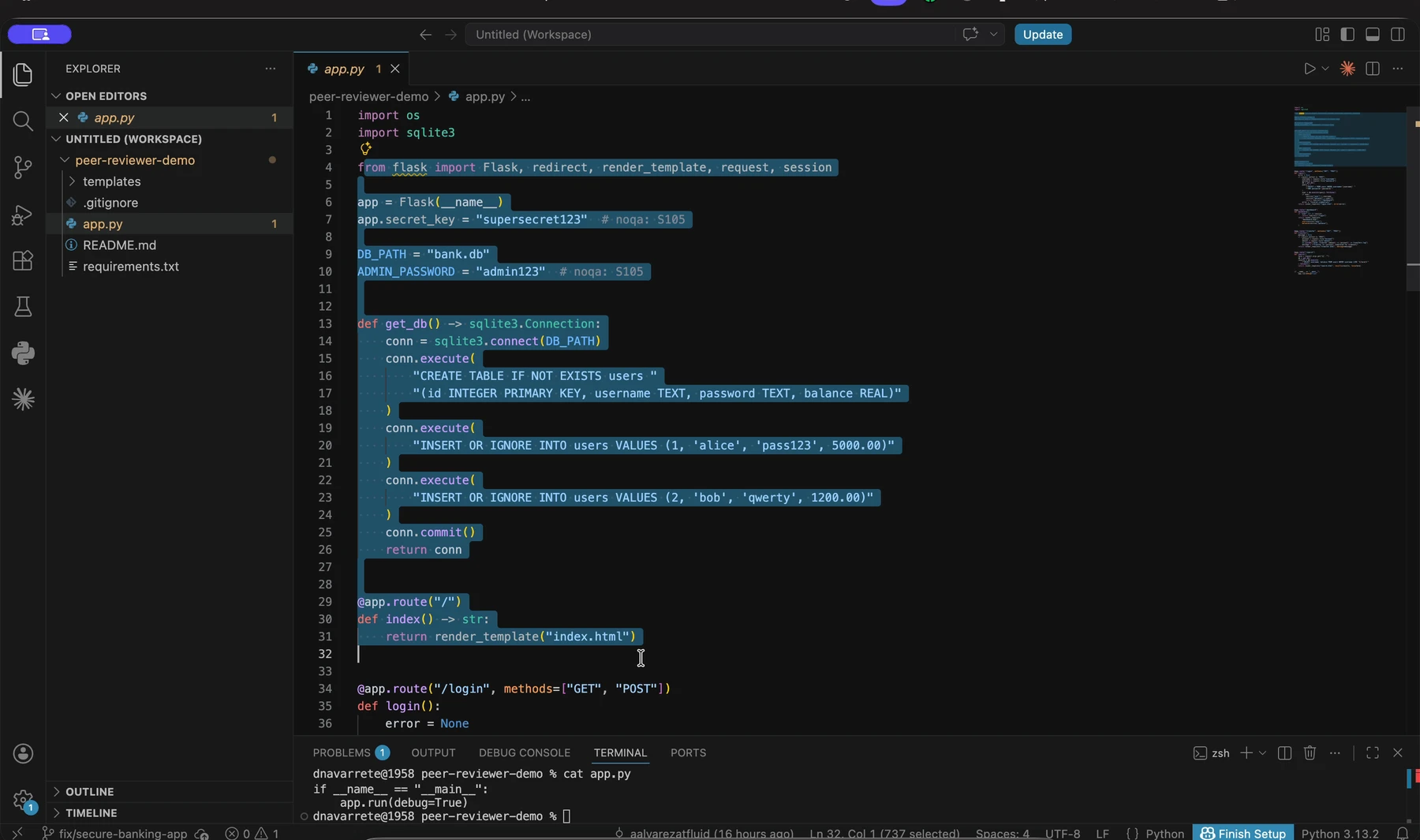 Code changes introduced in the source branch
