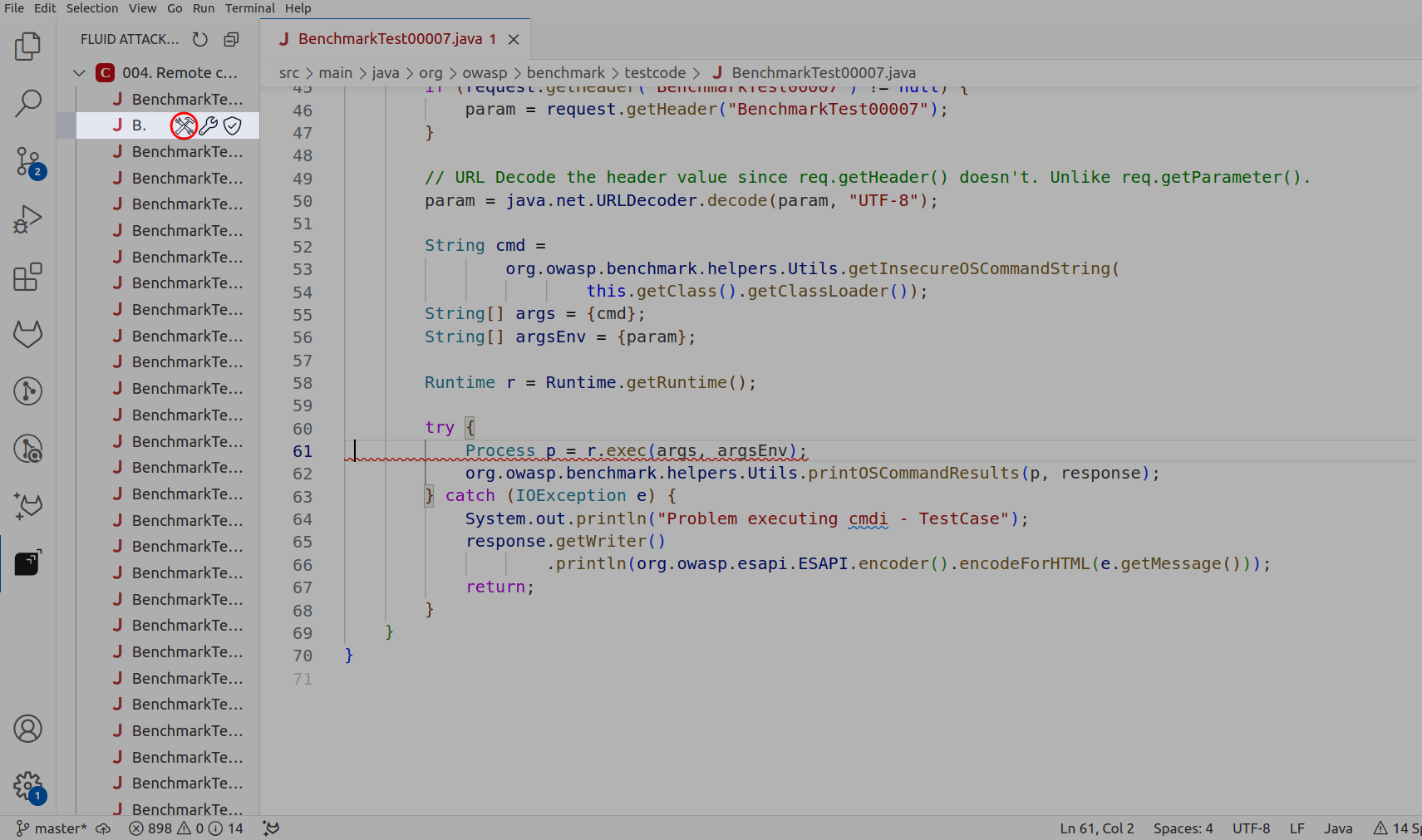 Find the Fluid Attacks Autofix feature on VS Code