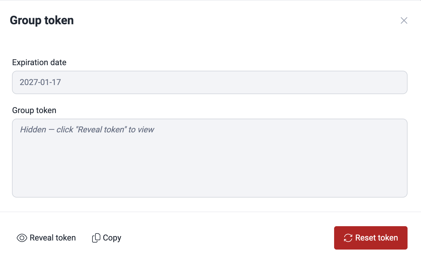 Reset Group token on the Fluid Attacks platform