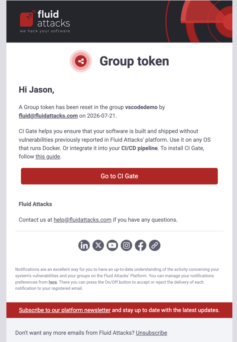 Enable the Group token on the Fluid Attacks platform