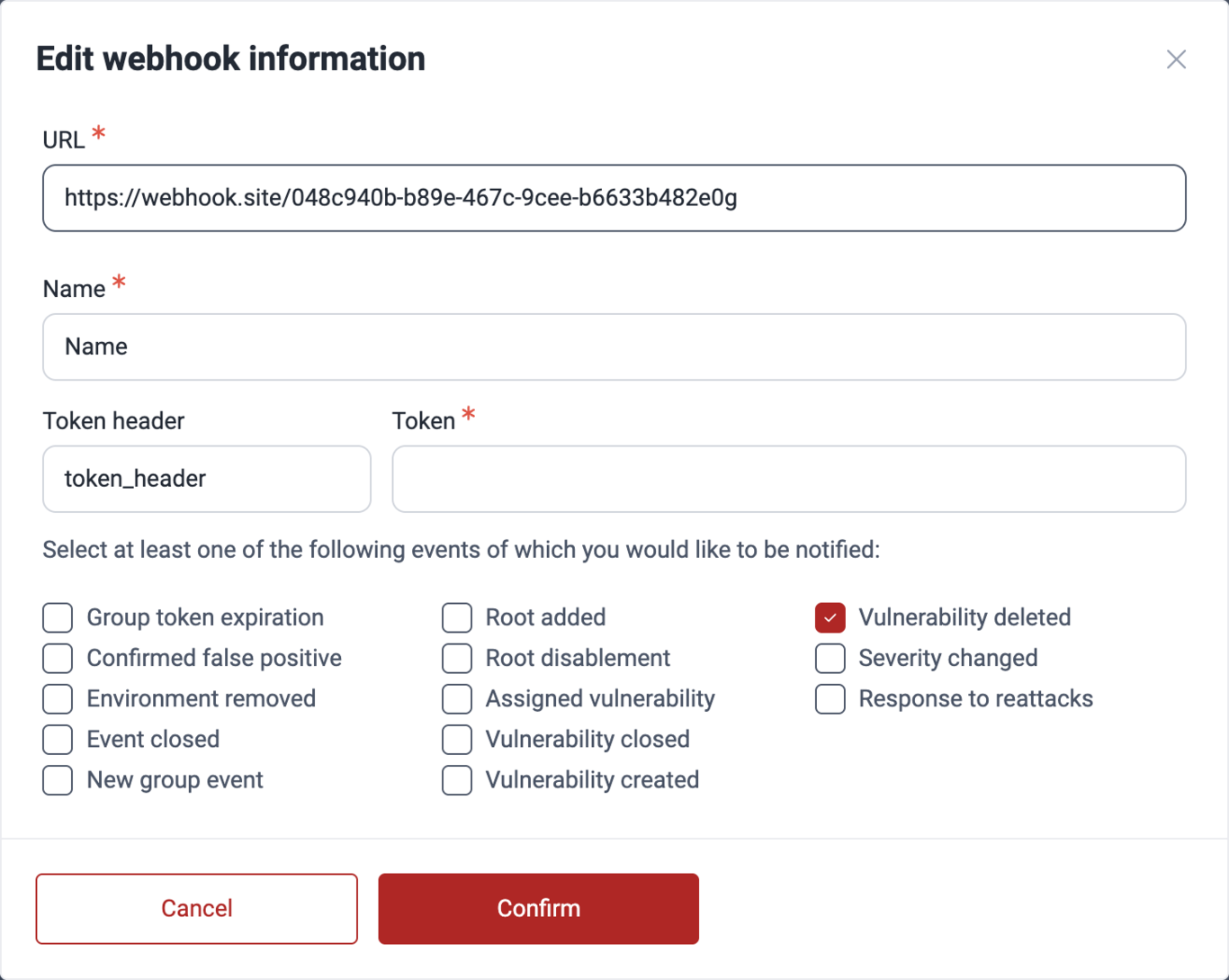 Change a webhook configuration on the Fluid Attacks platform
