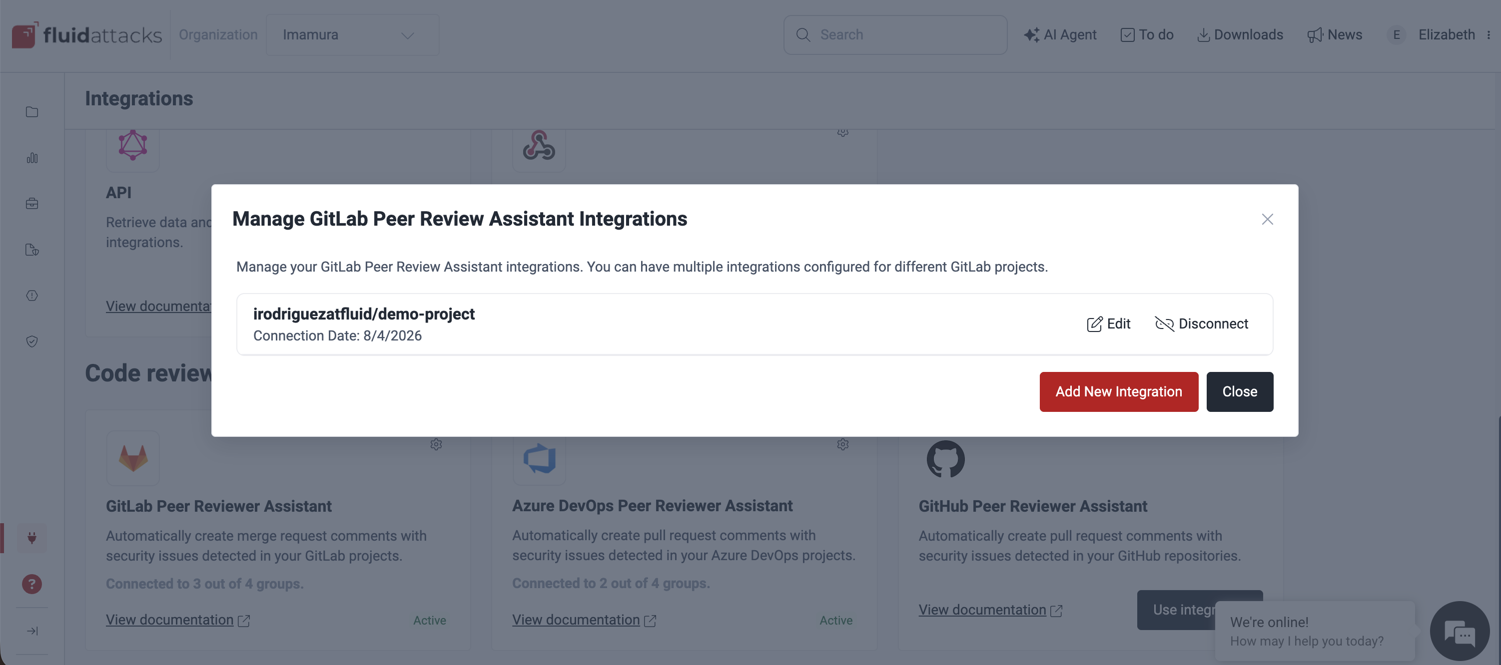 Manage the connected GitLab Peer Reviewer Assistant integration